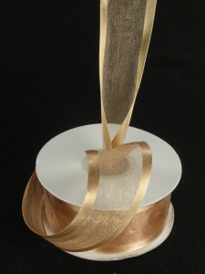 Organza Ribbon With Satin Edge , Old Gold, 3/8 Inch x 25 Yards (1 Spool) SALE ITEM